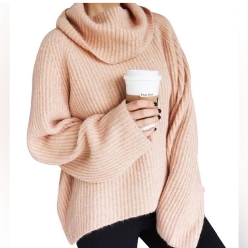 J. Crew Point Sur Mohair Wool Blend Turtleneck Tan Peach Blush Sweater Size XS